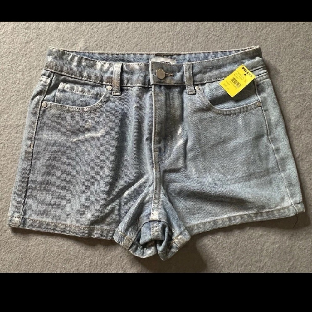 NEW RSQ Tillys Foil Shorts Women’s 14 Coated Blue “Bluco” Shiny Shimmer Summer